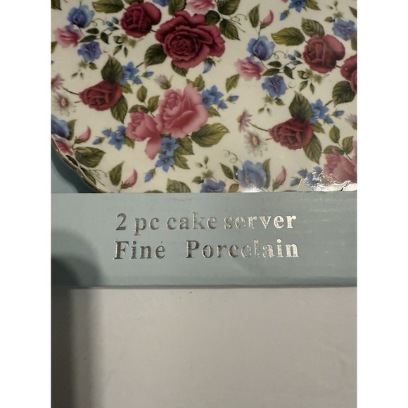 Grace's Teaware Fine Porcelain Cake Plate & Server Set – Rose Chintz Floral NIB - Picture 4 of 6